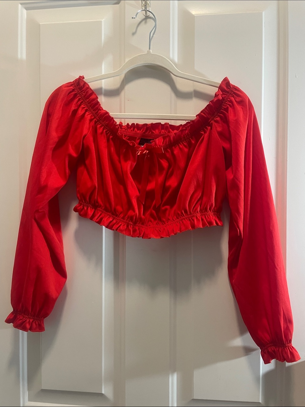 Dreamgirl Red Off-Shoulder Long Sleeve Crop Top Size S/M